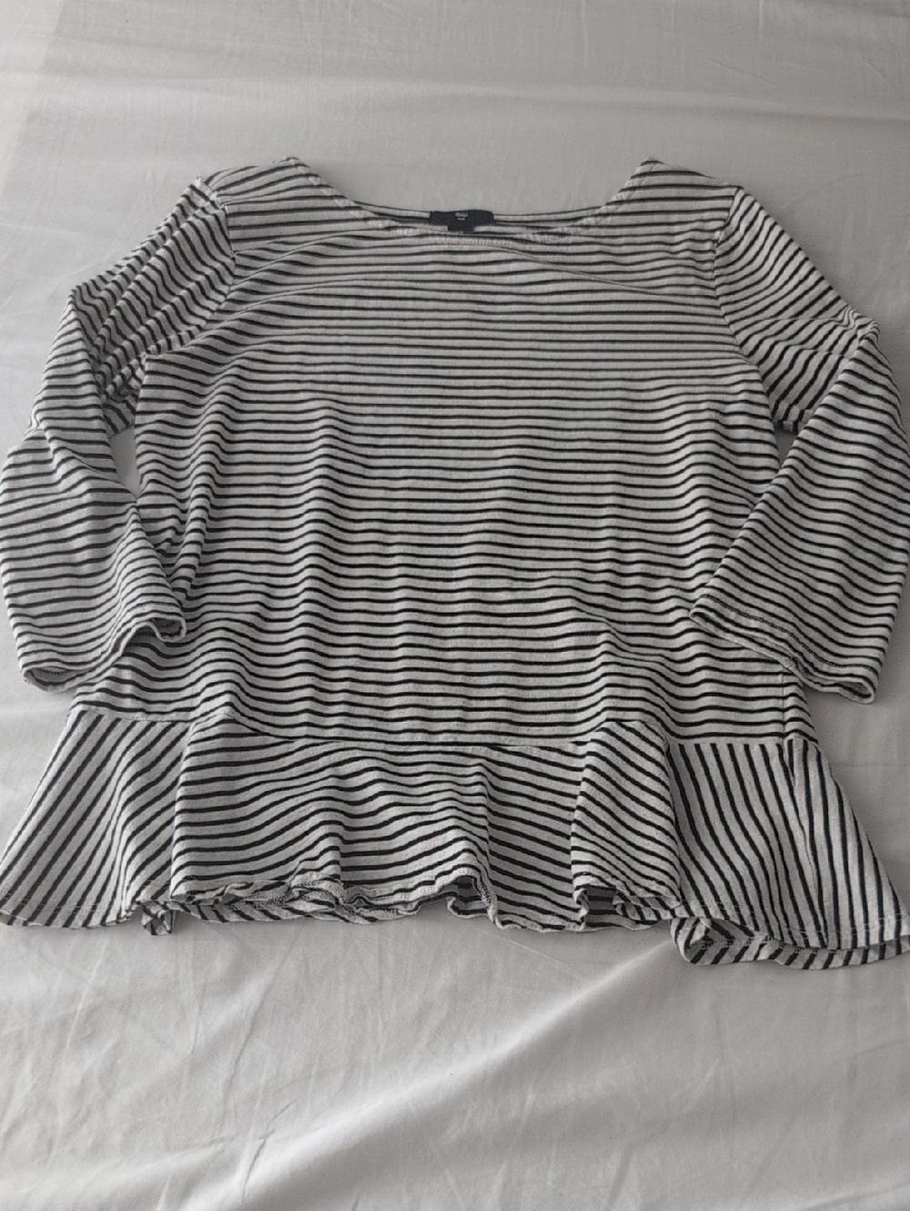 GAP Black & White Striped Peplum Boatneck Top